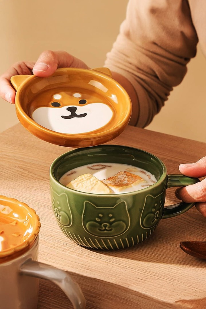 Súprava šálka + tanier v tvare psa Shiba Inu